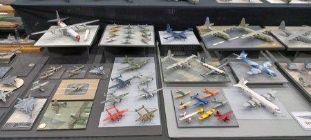 a closer look at Callum and David's work - Callum's F-15X turned a few heads and David's remarkable assembly of Lockheed types, many scratchbuilt, roused a great deal of favourable comment. Also visible our famous &quot;12 Spits on a space only one 1/48 would fit&quot; display