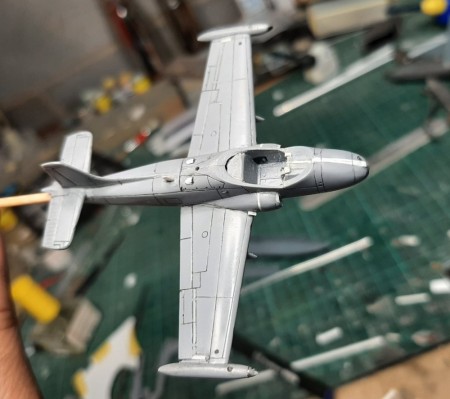 Apart from the nose, the intakes are short, the ailerons incorrect - on the topside, and the two dorsal intakes too small. tail plane needs a lot of fettling too.. Note the aerodynamic strakes at the wing / fuselage leading edge